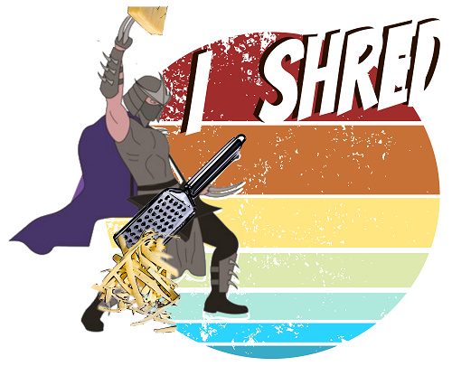 Stainless Steel Water Bottle with 'I Shred' Vintage Design Showing Shredder Electric Shredding Guitar