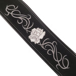 Suede Leather Guitar Strap Embroider Electric Acoustic Bass Tribal Notes Rose