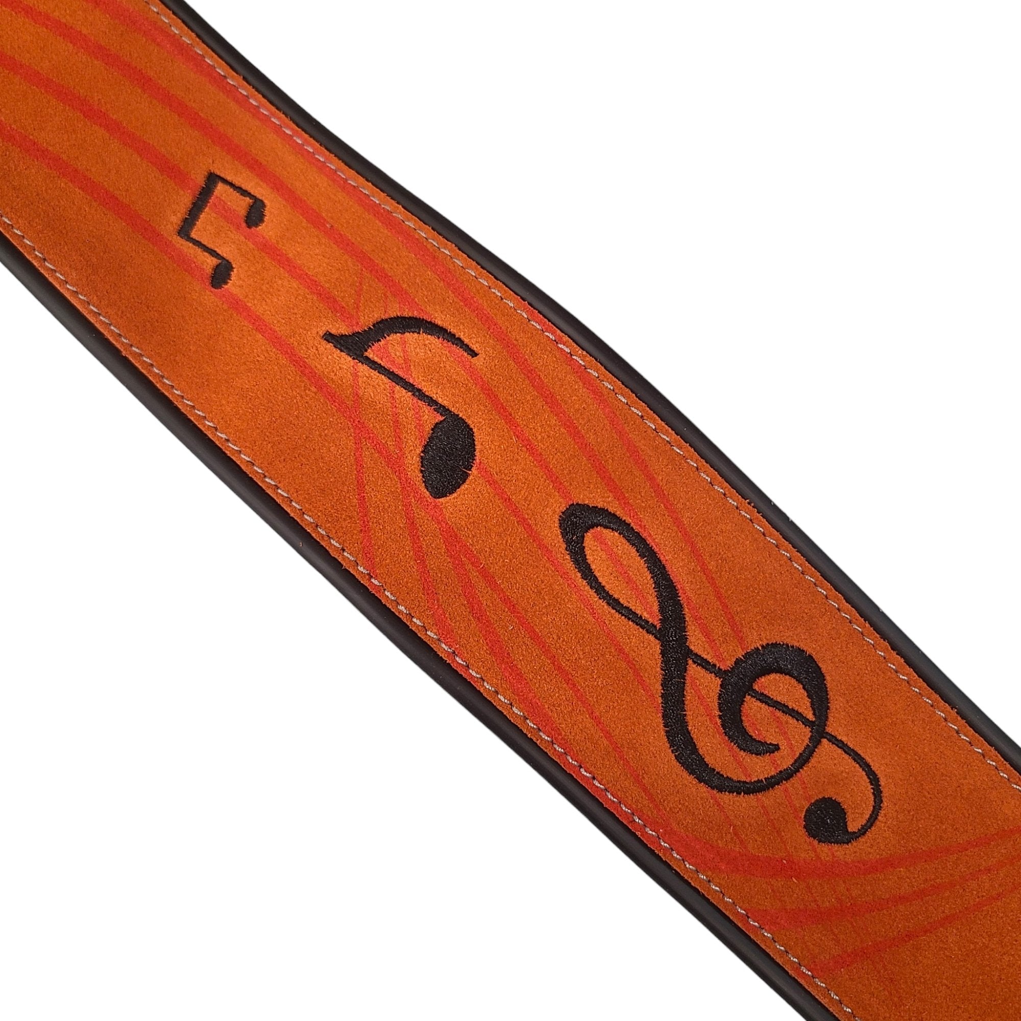 Suede Leather Guitar Strap Embroider Electric Acoustic Bass Tribal Notes Rose