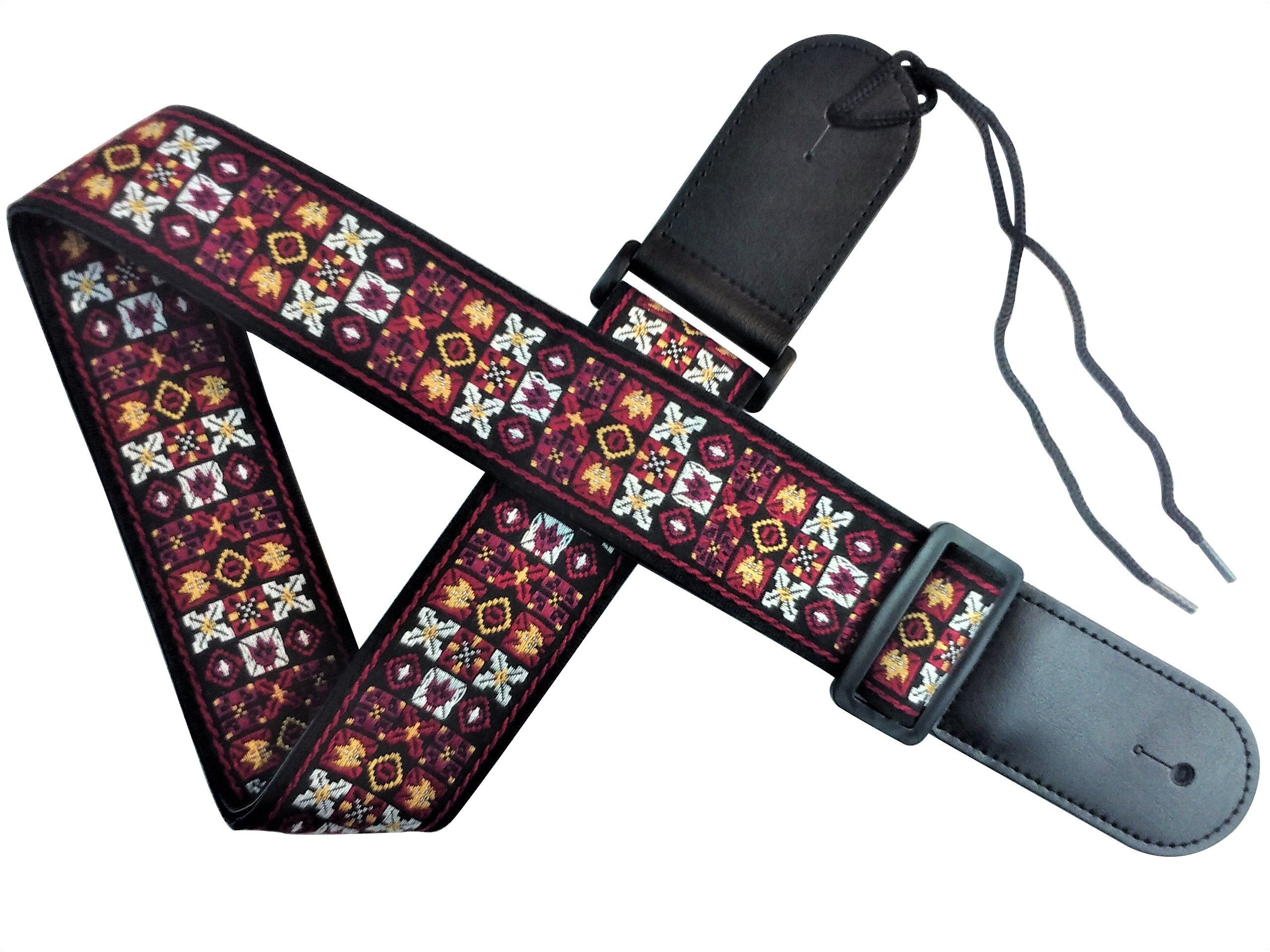 Guitar Strap Bohemian Style Embroidery Cotton Electric Acoustic Adjustable Soft