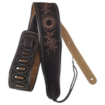 Suede Leather Guitar Strap Embroider Electric Acoustic Bass Tribal Notes Rose