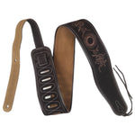 Suede Leather Guitar Strap Embroider Electric Acoustic Bass Tribal Notes Rose