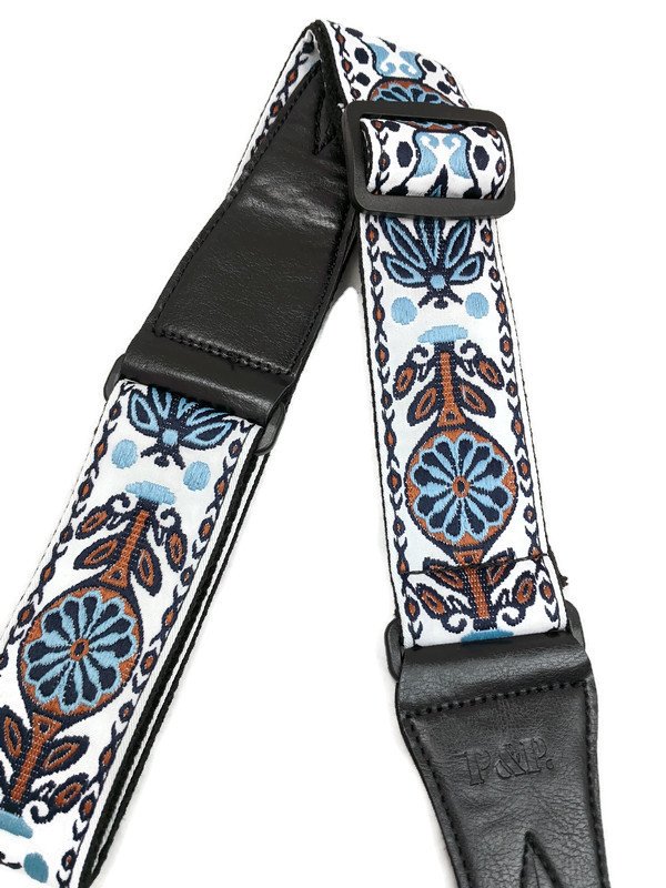Guitar Strap Bohemian Style Embroidery Cotton Electric Acoustic Adjustable Soft