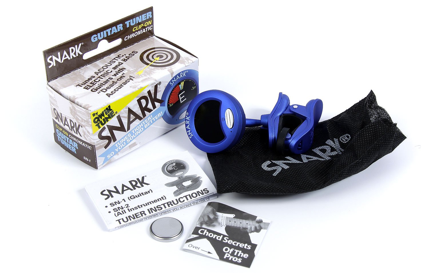 Rechargeable Snark Guitar Bass Instrument Tuner Clip On Chromatic SN1X Blue RE