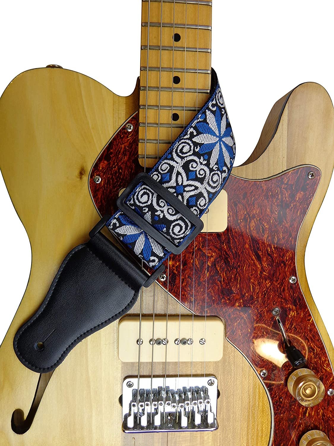 Guitar Strap Bohemian Style Embroidery Cotton Electric Acoustic Adjustable Soft
