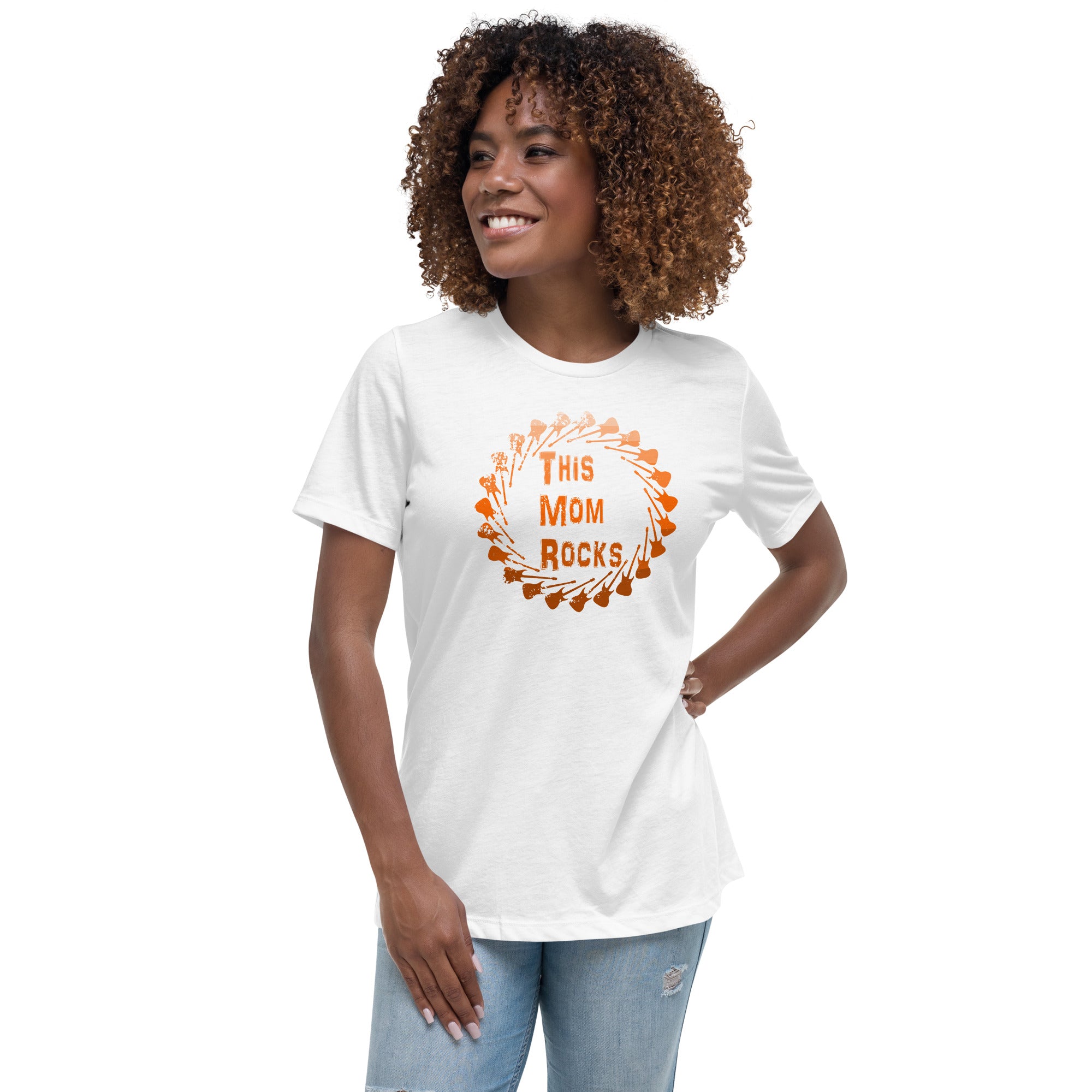 Vintage 'This Mom Rocks' Tee - Perfect Mother's Day Gift for Music-Loving Moms - Unique Circle of Guitars Design for a Nostalgic Vibe
