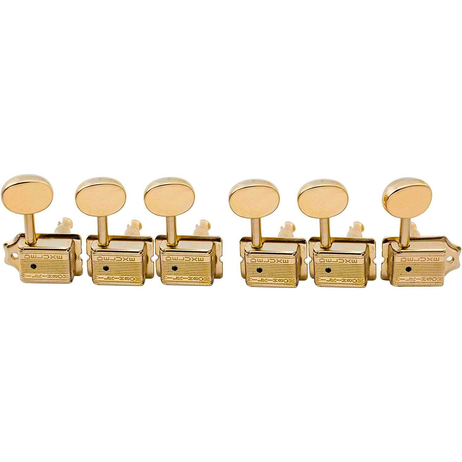 Wilkinson Deluxe 6 Inline Vintage Tuning Pegs with Slotted Posts, Gold