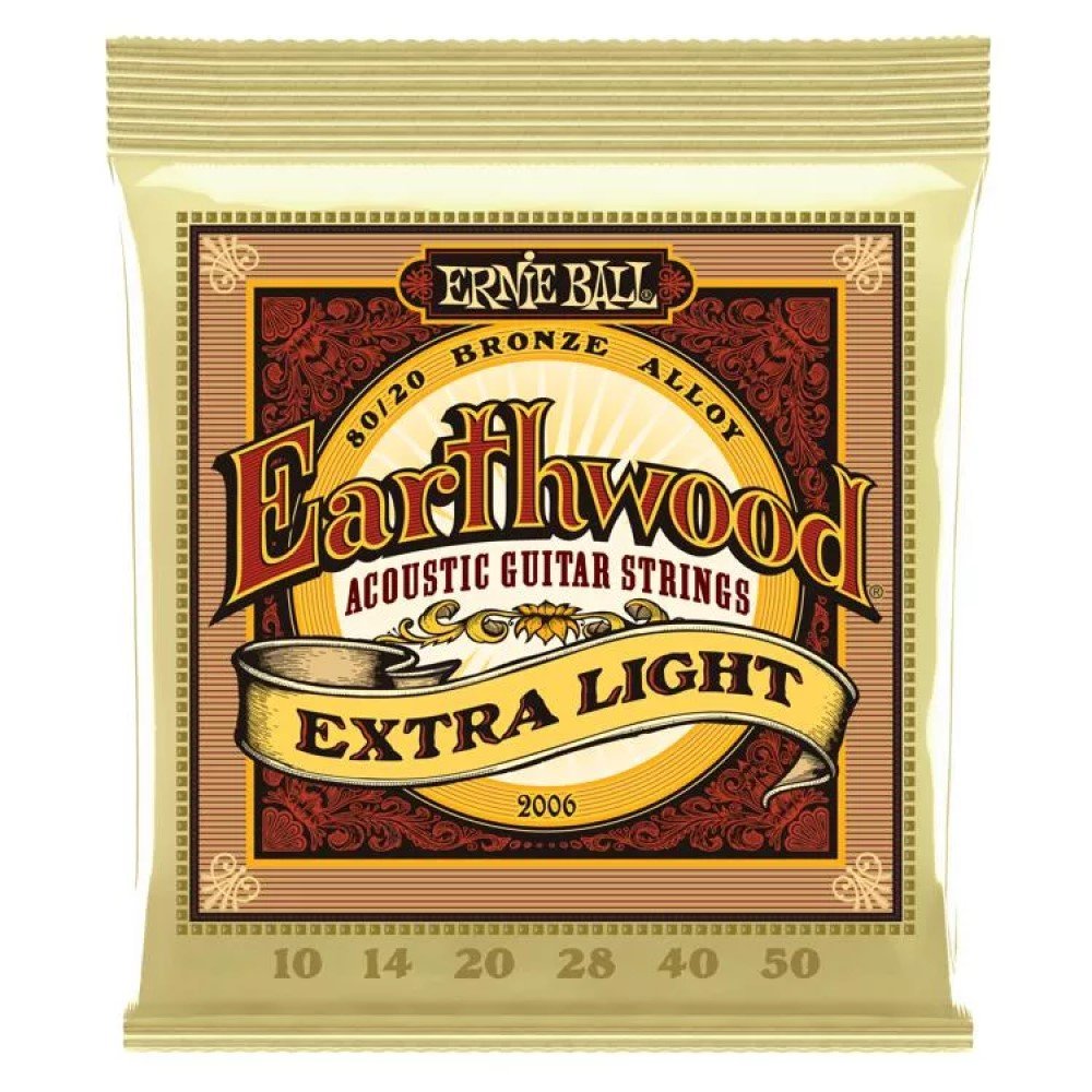 Ernie Ball Earthwood Extra Light 80/20 Bronze Acoustic Strings, .010 - .050