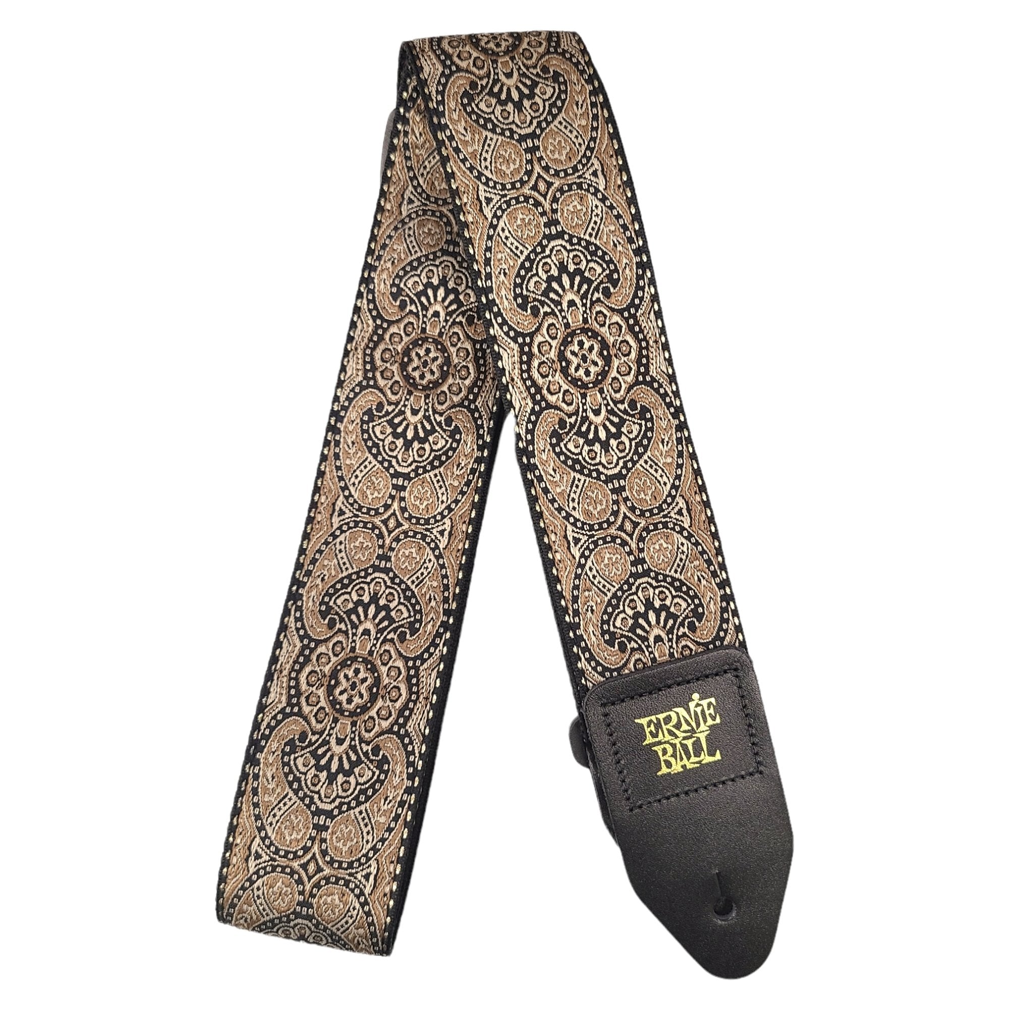 Ernie Ball Jacquard Guitar Strap 2 Inch Various Color Black and Gold Paisley