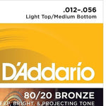 D'Addario EJ14 80/20 Bronze Acoustic Guitar Strings, Light Top/Medium Bottom/Bluegrass, .012-.056