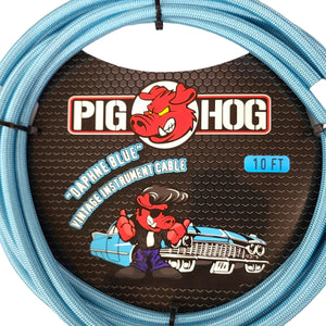 Pig Hog Daphne Blue Right-Angle Instrument Cable, 10ft