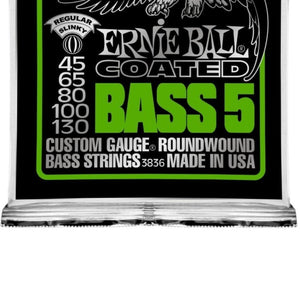 Ernie Ball Coated Regular Slinky 5-String Bass Set, .045, - .130