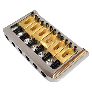 6-String Hardtail Fixed Bridge For Electric Guitar With Brass Saddles, Chrome
