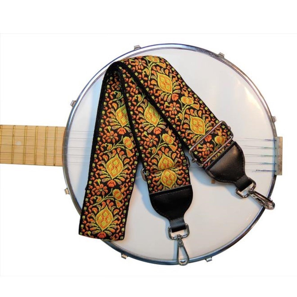 Vintage Jacquard Woven Banjo Strap - Yellow Paisley