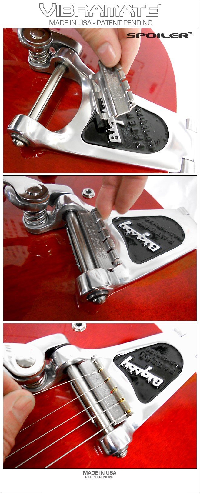 Vibramate String Spoiler Archtop Guitar For Bigsby Vibratos Electric