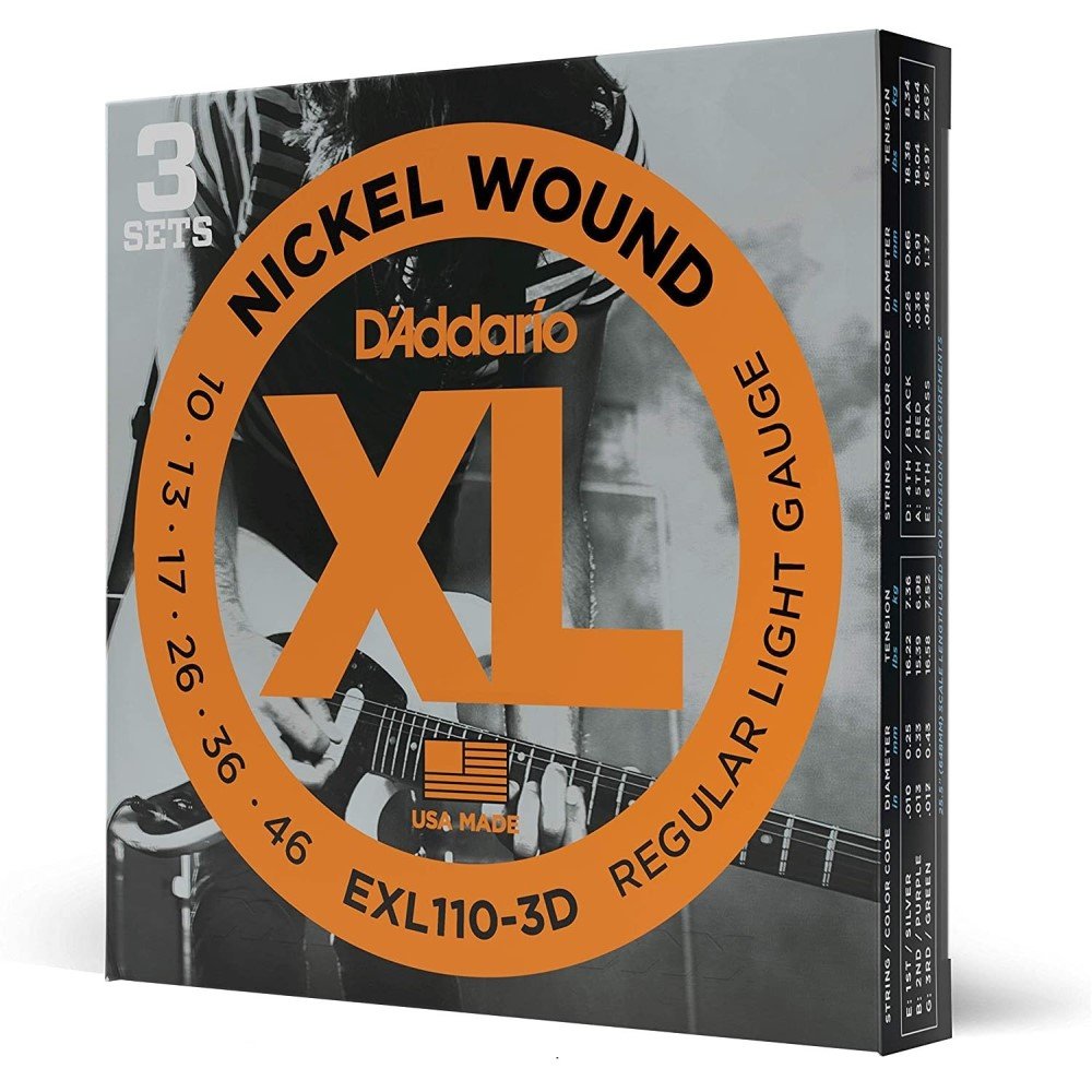 D’Addario Nickel Wound Regular Light Guitar Strings, .010-.046