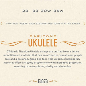 D'Addario Titanium Baritone Ukulele Strings, .028-.035