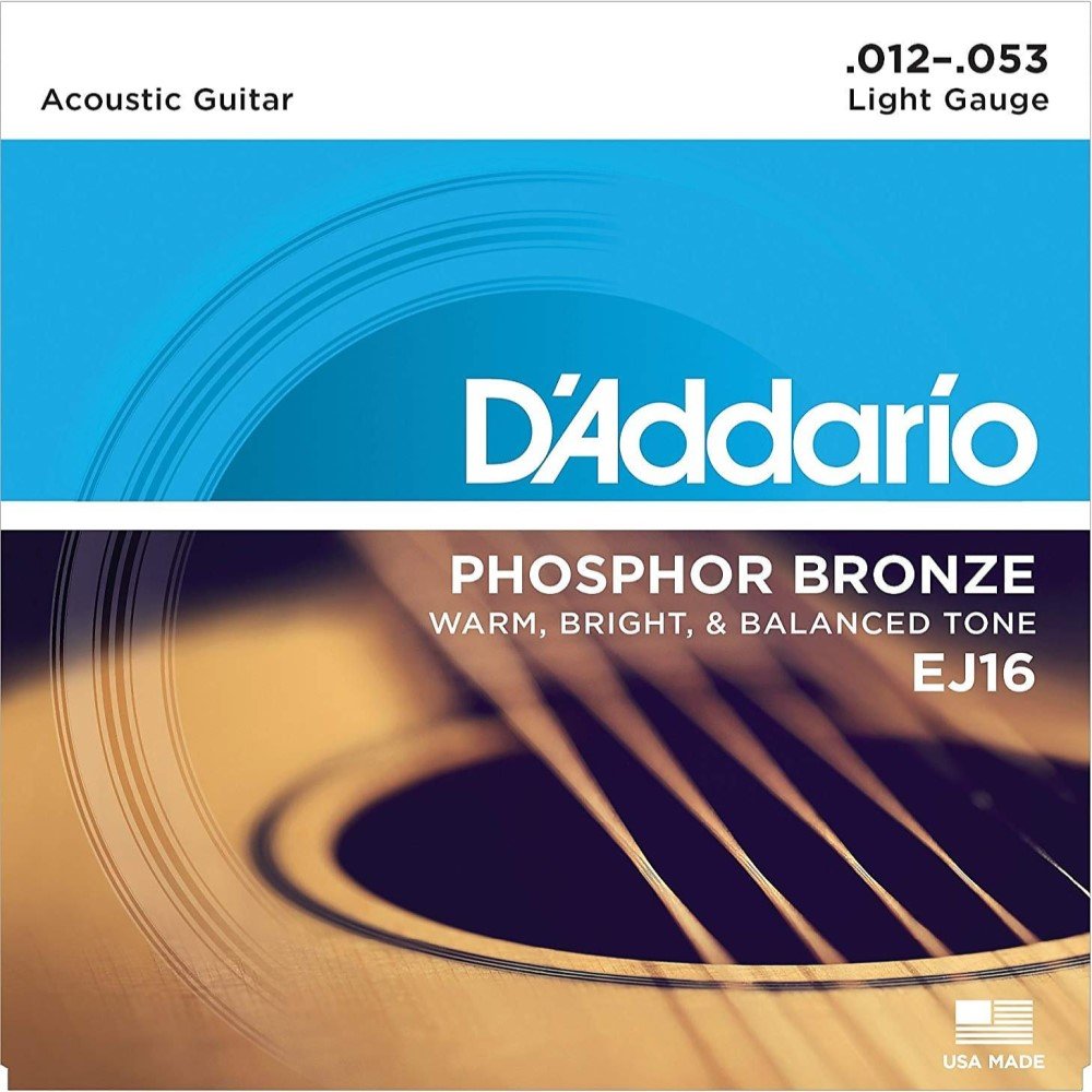 D'Addario Acoustic Guitar Strings Light Phosphor Bronze EJ16 12 to 53