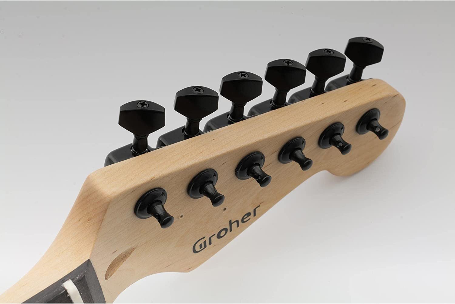 6-in-line Semi Sealed Guitar Tuning Pegs, Black