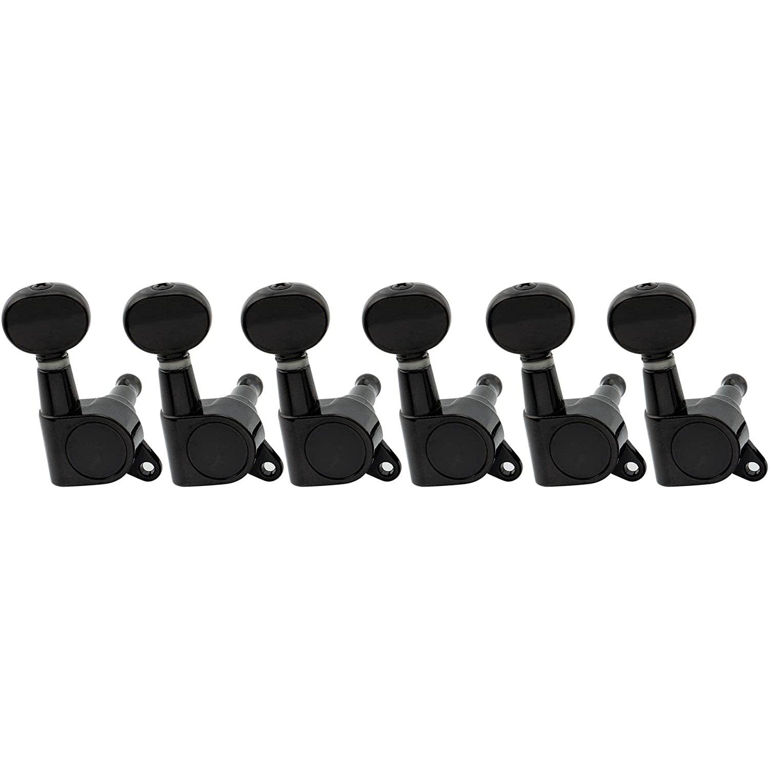 6-In-Line Right Hand Guitar Tuning Pegs, Black