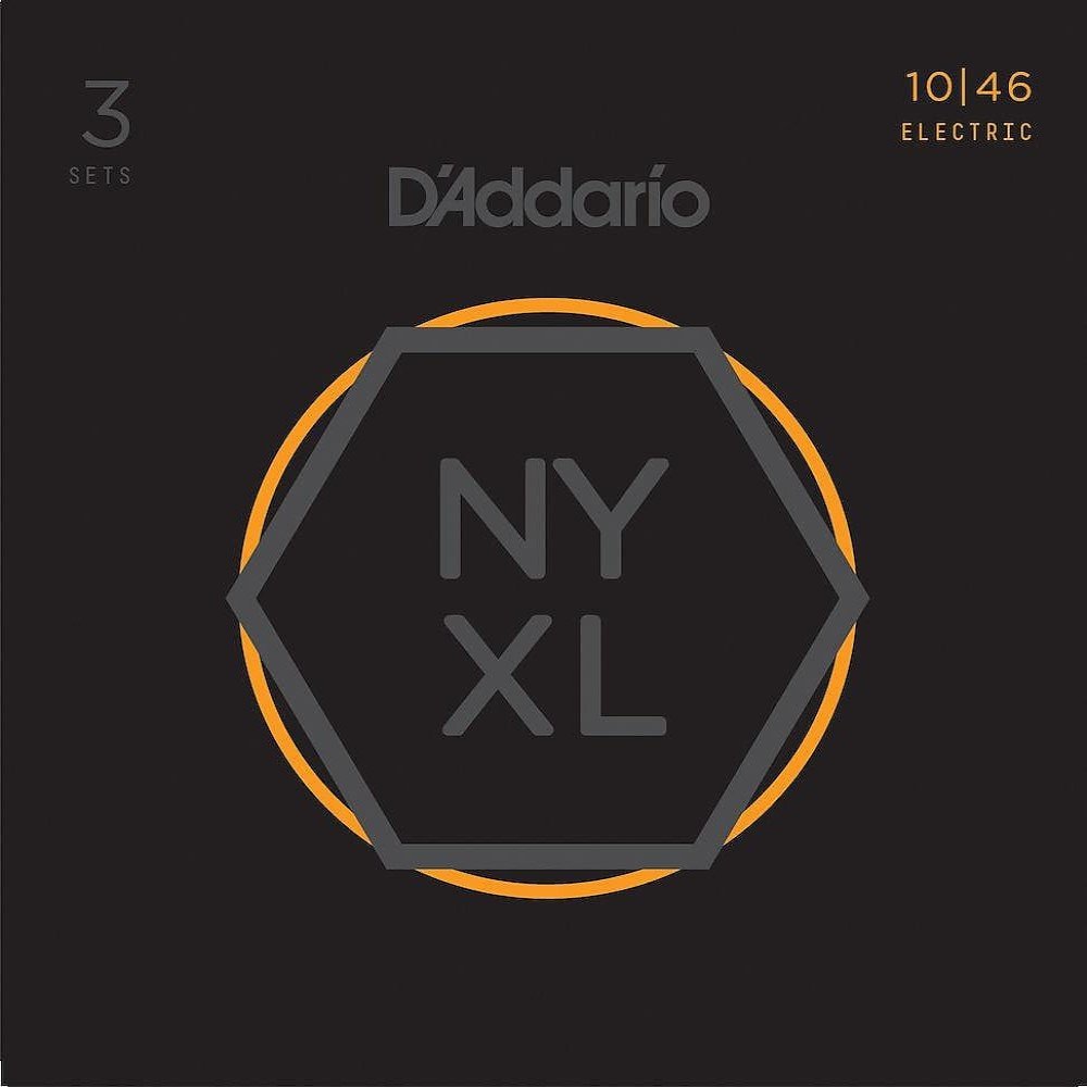 D'Addario Electric Guitar Strings NYXL 1046 Light Gauge 10 To 46 3 Set Box