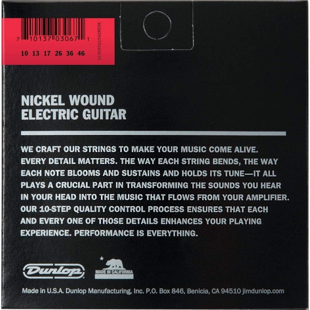 Dunlop Nickel Wound Electric Guitar Strings, Medium, .010–.046, 3 Sets/Box