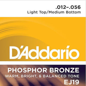 D'Addario Phosphor Bronze Bluegrass Acoustic Guitar Strings, .012-.056 EJ19