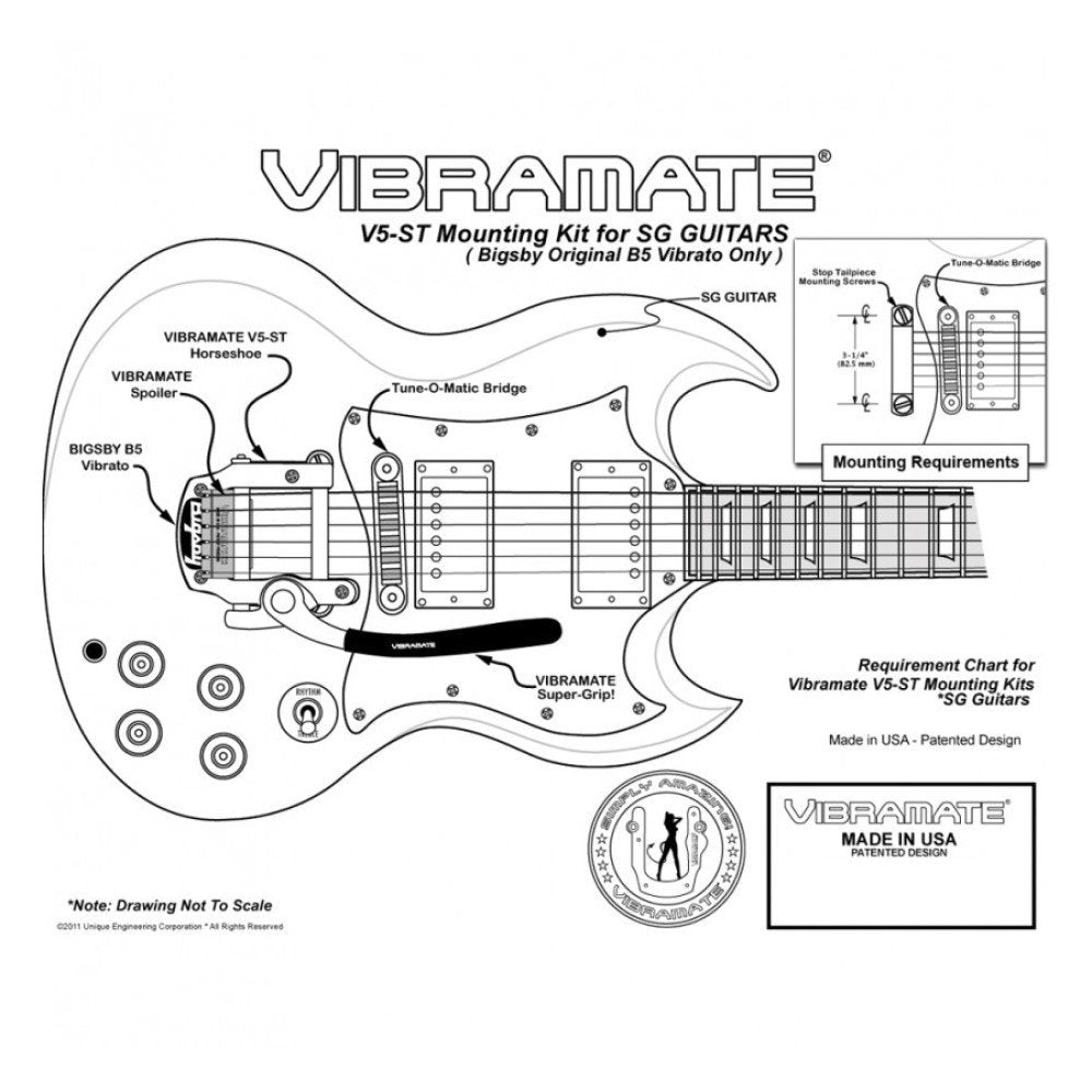 Vibramate V5 Mount Kit for Bigsby B5, Short SG Model