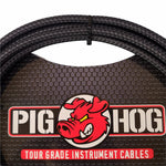 Pig Hog 1/4" Right Angle Black Woven Guitar Cable, 10ft