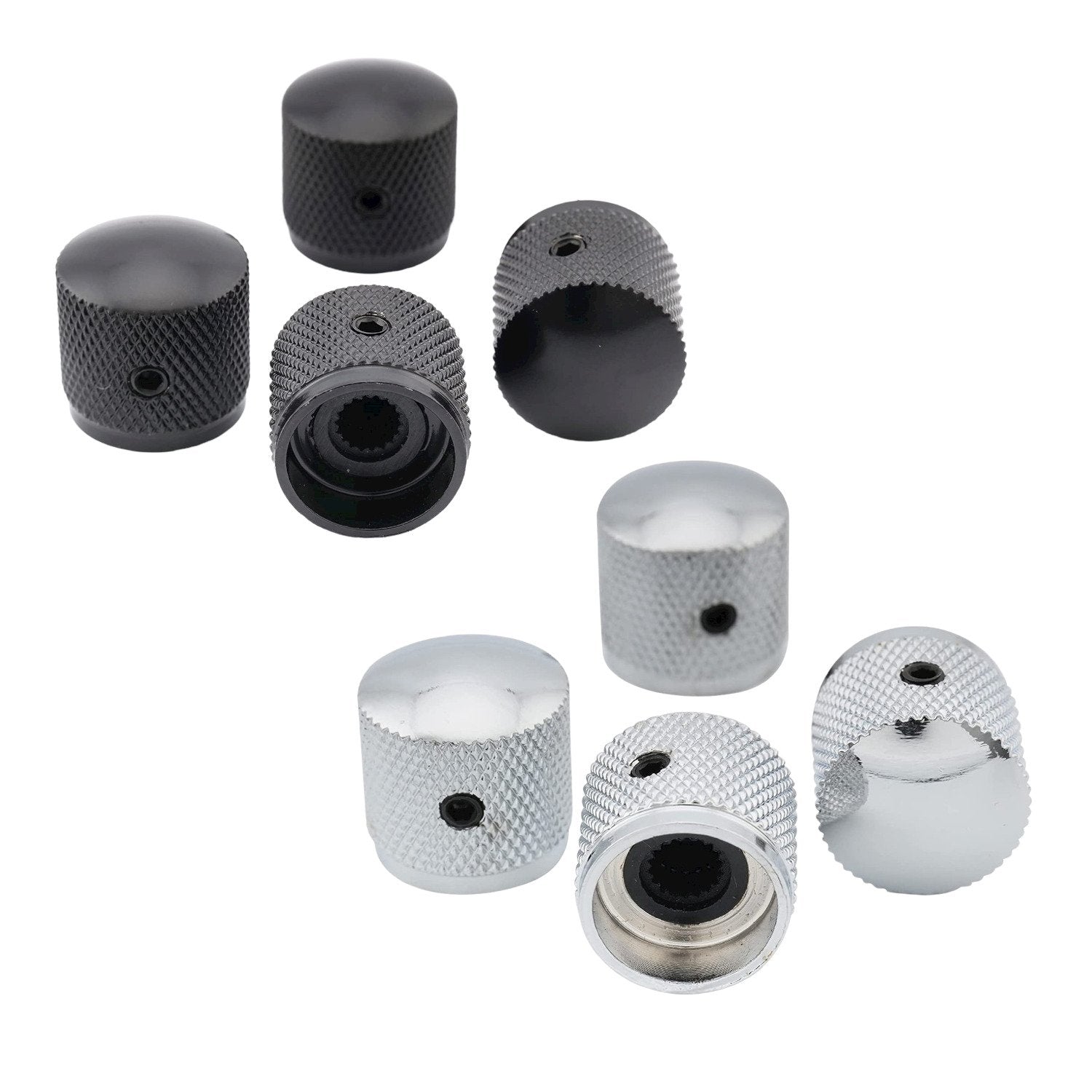 Round Top Knurled Volume and Tone Barrel Metric Tele Guitar Knobs