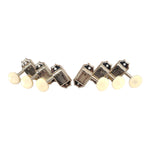 Kluson Guitar Tuning Pegs 3x3 Oval White Button Double Line Nickel Gibson