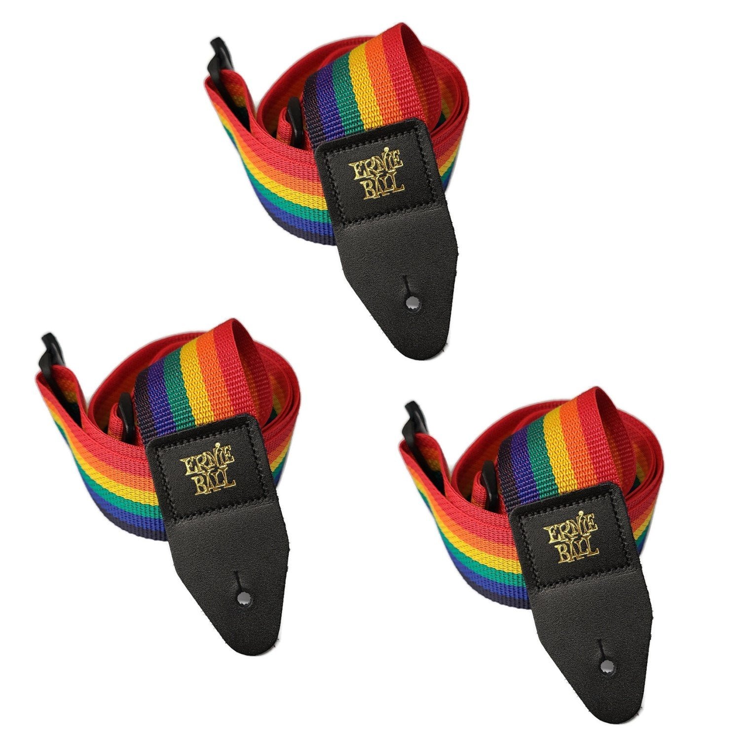 Rainbow  Guitar Strap Nylon Wide Pack of 3 Value Bundle Ernie Ball Polypro
