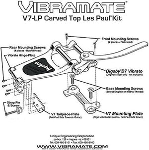 Vibramate V7-LP Mounting Kit for Bigsby B7 Carved Top Les Paul Guitars, Chrome