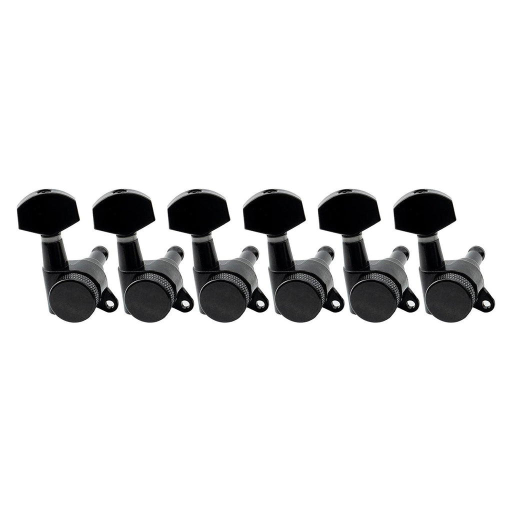6-in-line Right Hand Locking Guitar Tuning Pegs, Black