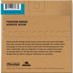Dunlop Phosphor Bronze Light Acoustic Guitar Strings, .012-.054