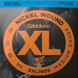 D'Addario Nickel Wound XL Medium Bass Guitar Strings, .050-.105