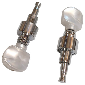 5 String Geared Banjo Tuning Pegs, Chrome/White
