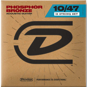 Dunlop 12-String Acoustic Phosphor Bronze Light Guitar Strings, .010/.010- .047/.027