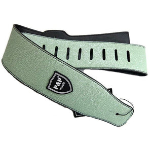 Adjustable Leather Guitar Strap Embossed for Acoustic Electric Guitar Strap Green Sparkle