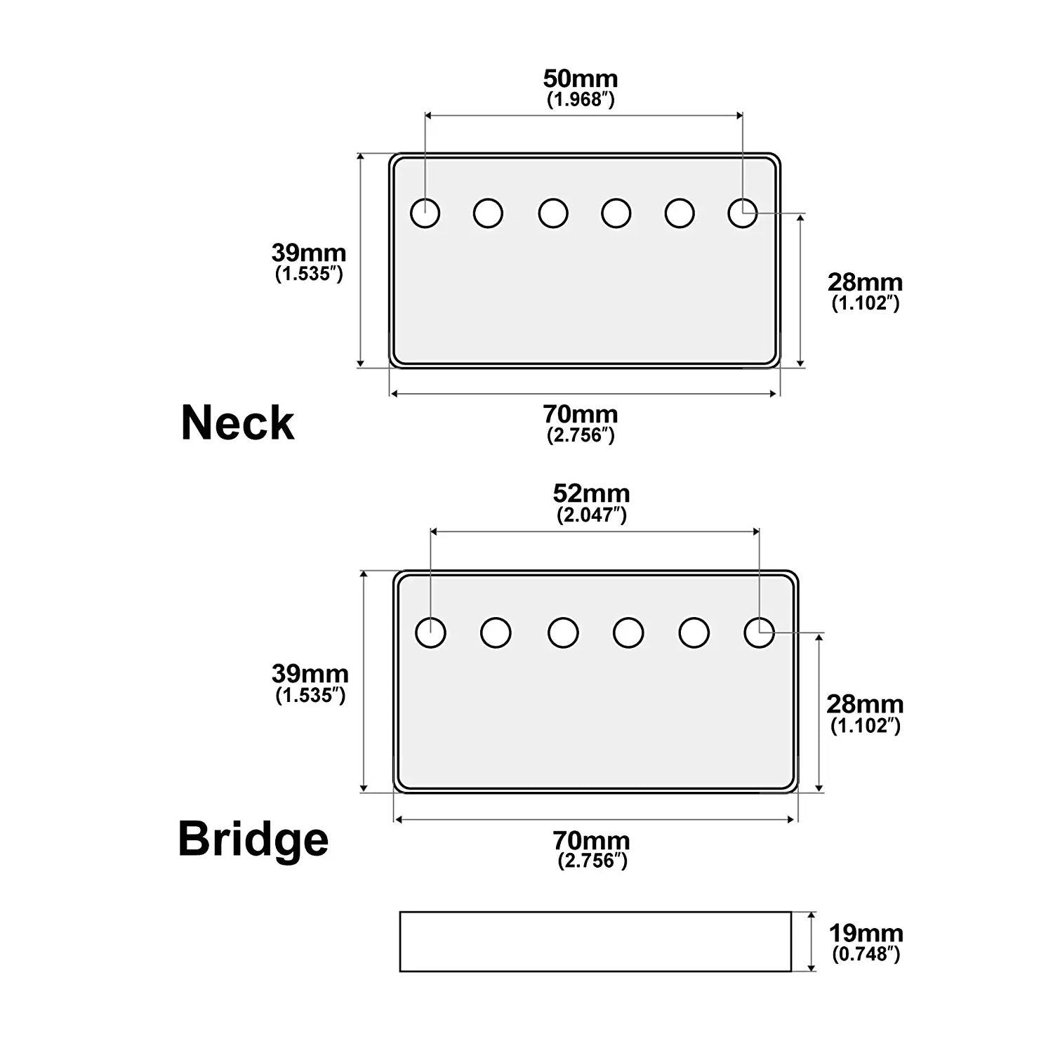 Metal Humbucker Pickup Covers Neck Bridge or Set, Black For Guitar
