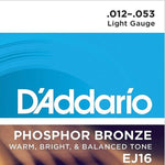 D'Addario EJ16 Phosphor Bronze Acoustic Guitar Strings, Light, .012- .053