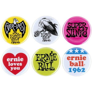 Ernie Ball 1” 6pk Assorted Buttons Punk Rock and Roll or Various Logos