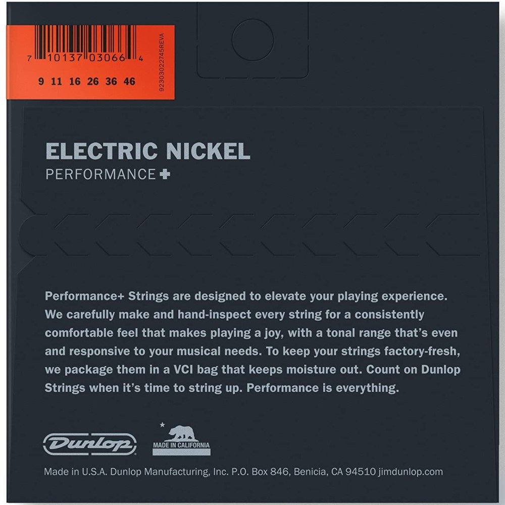 Dunlop Nickel Wound Electric Guitar Strings, Light/Heavy, .009–.046