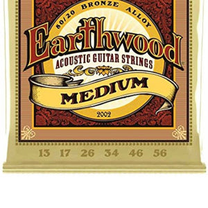 Ernie Ball Earthwood Medium 80/20 Bronze Acoustic Guitar Strings, .013- .056