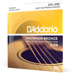 D'Addario Phosphor Bronze Bluegrass Acoustic Guitar Strings, .012-.056 EJ19