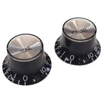 WD Music Left Hand Bell Knob Set Of 2 Black With Silver Top