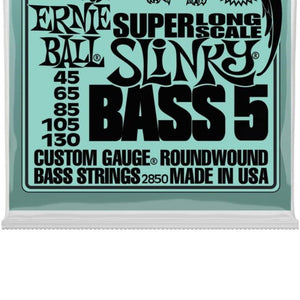 Ernie Ball 5-String Super-Long Scale Slinky Bass Set, .045 - .130