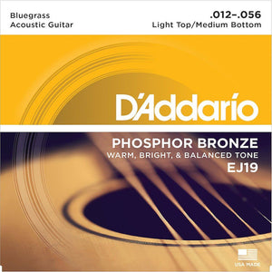 D'Addario Acoustic Guitar Strings EJ19 Phosphor Bronze Wound Bluegrass 12 to 56