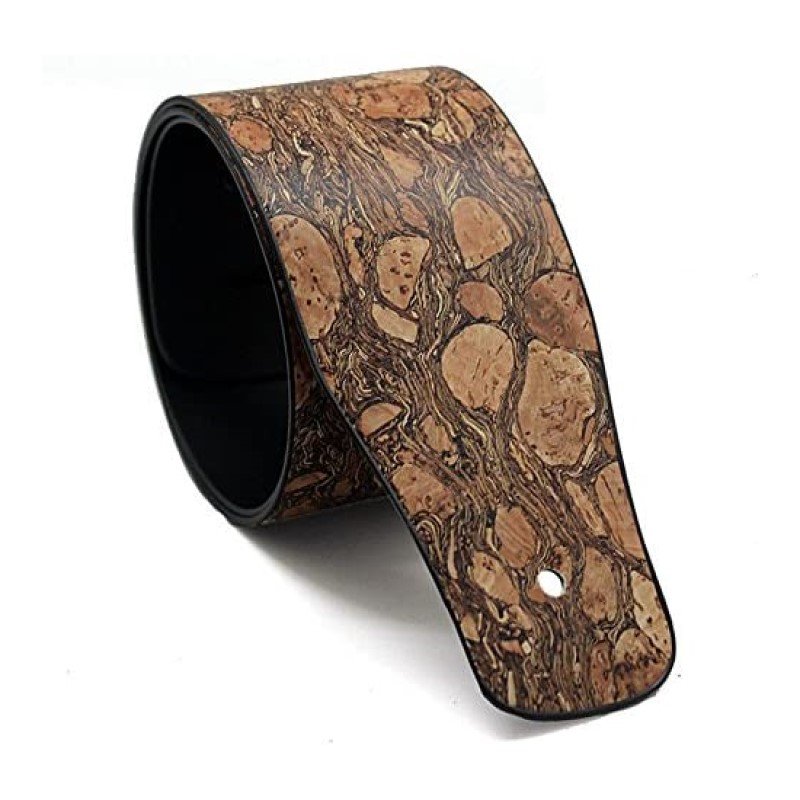 Adjustable Leather Guitar Strap Embossed for Acoustic Electric Guitar Strap Brown Wood