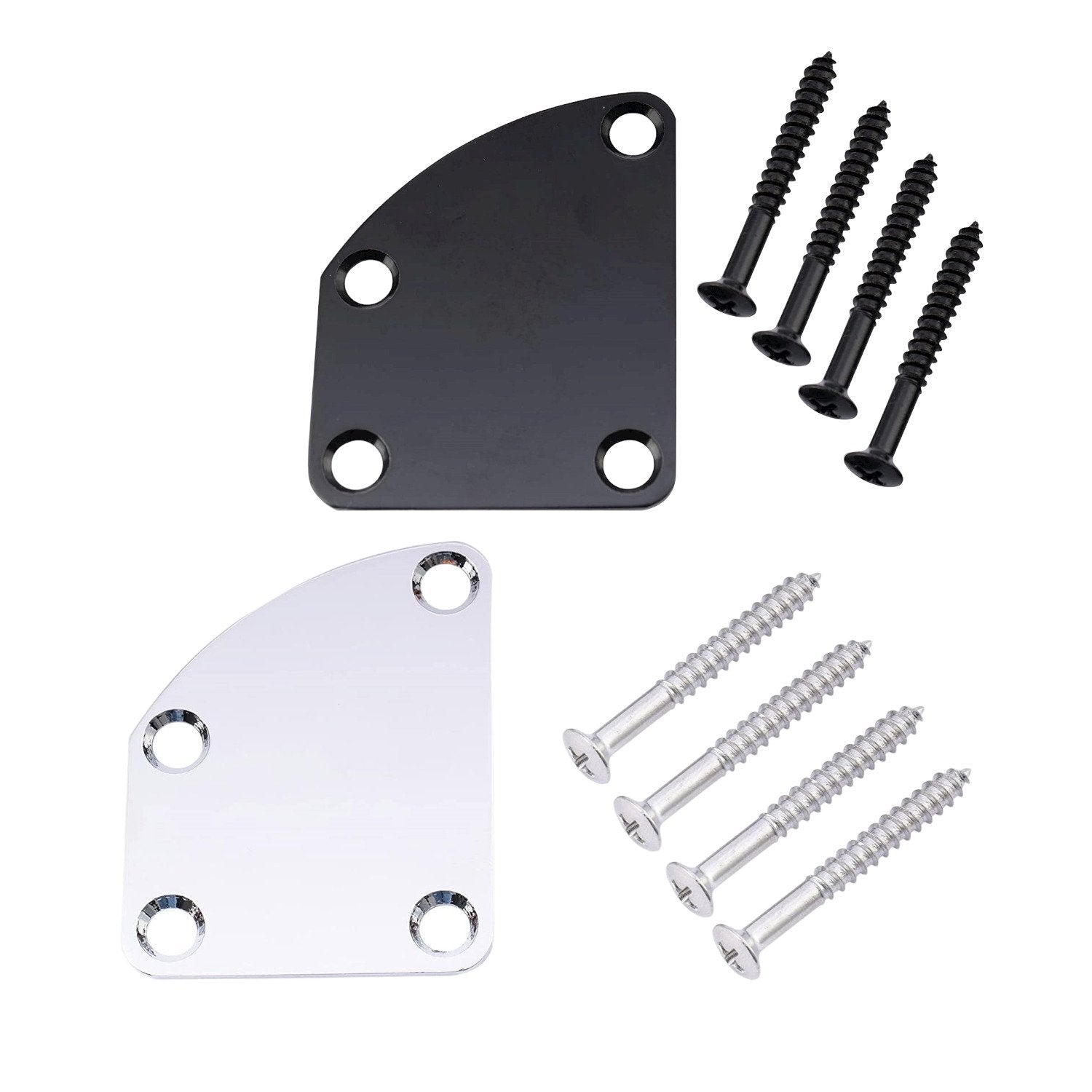 Electric Guitar Neck Plate Curved For Deluxe Style Bolt On Black Chrome